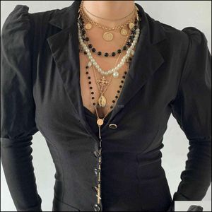 Strands, Strings Necklaces & Pendants Jewelry Brand Necklace Ss Time Environment Imitation Pearl Cross Jesus Tassel French Court Style Long