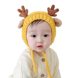 Autumn Winter Super soft comfortable cotton knitted warm cute cartoon Antler animal Christmas photography baby hat