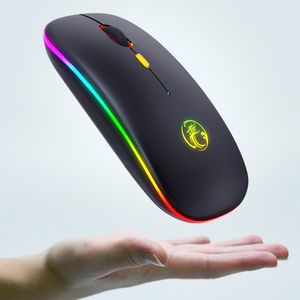 Trådlös mus uppladdningsbar Bluetooth Dual Mode Mute Luminous Wireless Mouse för PC Laptop Två färger