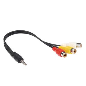 Cabo adaptador AV de 3,5 mm estéreo macho para 3 RCA fêmea de áudio e vídeo