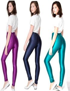 XL Women Fashion Plus Size 2017 Brand New Vita alta Colore caramella Shiny Dance American A Pencil Workout Pants Hot