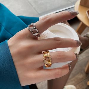Moedas Mexicanas De Prata venda por atacado-Creative Hollow out anel de ouro quente feminino moda cadeia de tendência