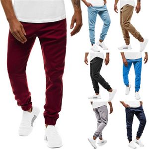 Män Solid Color Cargo Pants Fashion Occident Trend Plus Size Hip Hop Pencil Byxor Vår Man Male Ny Drawstring Skateboard Casual Slim Byxor