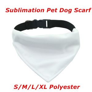 Toptan! Süblimasyon Köpek Eşarp Ayarlanabilir Polyester Beyaz Boş DIY Üçgen Pet Bezi S M L XL Isı Transferi Kedi Boyun Eşarp Kravat A12