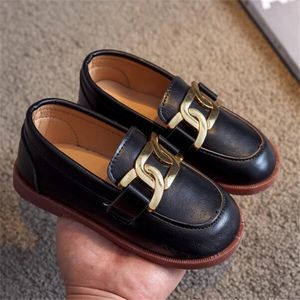 New Style Kids Baby Sneakers Children Loafers Metal Slip On Shoes Girls Boys Soft-Soled Casual Shoes Princess Leather Shoe