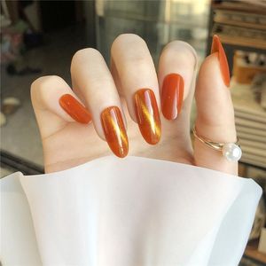 Nagelgel stks oranje hellingen dragen lange paragraaf mode manicure patch valse nagels besparen tijd draagbaar