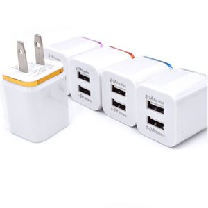 Metal Dual USB Wall Charge UE UE Plug 2.1A adaptador de energia CA T para Samsung LG