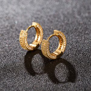 Luxury Full Paved Shiny CZ Small Hoop Earrings for Women Stud Earring Versatile Timeless Style Lady Jewelry