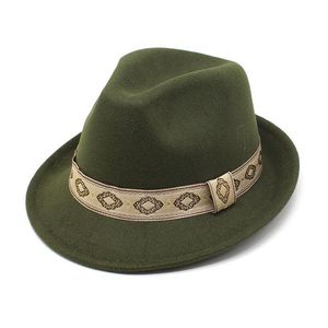 Mężczyźni Kobiety Czarny Dżentelmen Felt Fedora Kapelusz dla Jesień Zima Vintage Zakrzywione Brim Formalne Czapki Jazzowe