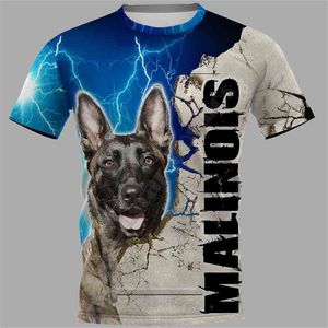 Malinois 3D Печатная футболка для мужчин Летние повседневные тройники с коротким рукавом футболки смешные животные 01 210706
