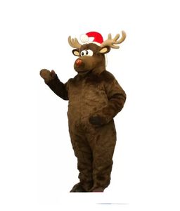 Custom Christmas Brown Deer Reindeer Mascot Kostym Vuxen Storlek