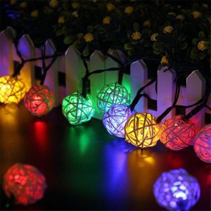 Wholesale rattan solar for sale - Group buy Strings LED Solar Rattan Ball String Lights Outdoor Holiday Patio Garland Wedding Party Christmas Decoration Fairy Light