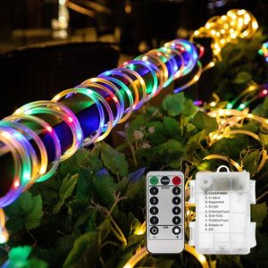 Led Rope Lights Battery Powered String Lamp Outdoor Waterproof Belt Remote Control is Suitable For Christmas Garden Party Decoratio