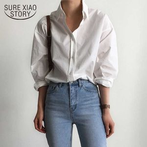 Artı Boyutu Gevşek Uzun Kollu Gömlek Kadın Gömlek Klasik Şifon Bluz Kadın Basit Tarzı Giysi Lady Blusas Tops 9700 210527
