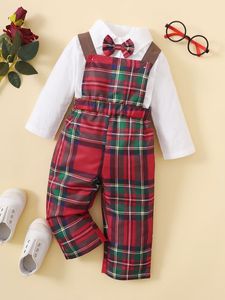 Camicia da bambino con fiocco in tartan Salopette LEI