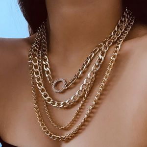 Chains Multi Layer Aluminum Thick Chain Chunky Necklace Steampunk Man Ethnic Cuban Choker Collar Women Male Jewelry
