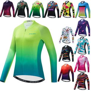 Autumn Women's Cycling Jersey Long Sleeve Mailloy Ciclismo Full Sleeve Bicycle Shirt Quick Dry Bike Jersey Tops Cycling Clothing H1020