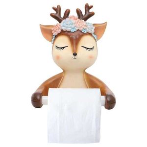 Porta carta igienica montato Cute Sika Deer Bagno Cucina Rotolo di carta Accessorio per asciugamani in tessuto Accessori Titolari Toilet Wall 210705