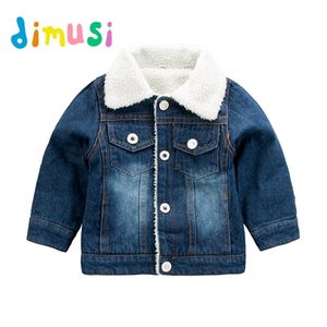 Dimusi Winter Denim Jacket Boys Jeans Sレトロプラス厚いベルベットデニムキッズ戦術的な暖かいウインドブレーカーコート211204