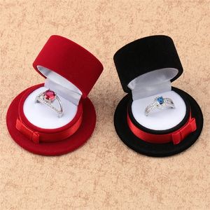 ingrosso Scatole Di Cappello Superiore-Contenitore di gioielli con scatola regalo in velluto in velluto con cappuccio di gioielli in velluto in velluto con scatola da sposa anello di custodia per gioielli