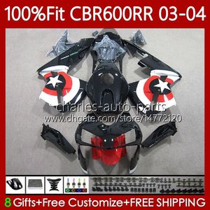 Estrelas negras Fairings OEM para Honda CBR600F5 CBR 600 RR F5 CC 2003 2004 Corpo 71No.85 CBR 600cc 600rr 600F5 03-04 CBR-600 CBR600 RR CBR600RR 03 04 Molde de Injeção