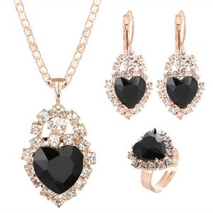 Jewelry Sets Luxury designer Bracelet Love Heart Women Wedding Set for Brides Gold-Color Zirconia Earring Pendant Necklace Ring