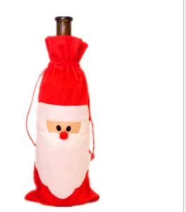 Новый Санта-Клаус подарочные сумки рождественские украшения красные винные бутылки обложки сумки Xmas Santa шампанское вино мешок Xmas подарок 31 * 13см