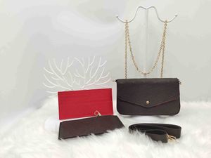 3 шт. / Набор Сумки Любимые Мульти Pochette Аксессуары Женщины Crossbody Кошелек Мессенджер Сумки Цветы Дрешни Леди Кожа с Коробка Люксы