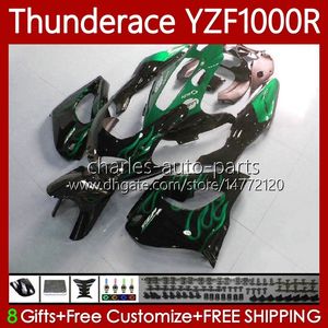 Bodys Kit ل Yamaha Thunderace YZF 1000 ص 1000R YZF1000R 96-07 87NO.125 YZF-1000R Green Flames 96 03 04 05 05 07 07 07 YZF1000-R 1996 1997 1998 1999 2000 2000 2001 2002 2007 2007 2007