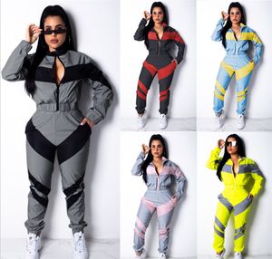 Moda Kadın Eşofman İki Adet Set Hoodie Fermuar Ceket Ince Sweatpants Dikiş Uzun Kollu Rüzgarlık Suits Boyut S-2XL