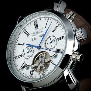 Jaragar Pełna kalendarz Tourbillon Auto Mechaniczne Zegarki Męskie Top Marka Luksusowy Wrist Watch Enck Kol Saati Montre Homme Q0902