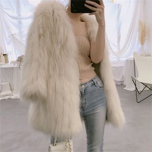 Bella Vinter förtjockad varm päls Kvinna Långärmad Solid Jackor Höst Office Lady Elegant Faux Fur Coats 211122