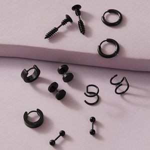 Stud Earrings Goth Unusual Man For Teens Fashion Stainless Steel Cool Stuff Punk Gothic Style Men's Hoop Black Grange