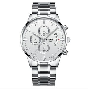 Nibosi marka kwarc chronograf stopwatch męskie zegarek zegarek ze stali nierdzewnej Zegarek światła data Wodoodporne zegarek