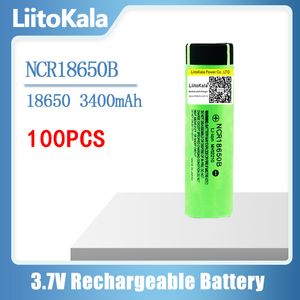 (Med flyg) 100st / parti Liitokala NCR18650B 3400MAH 18650 Batteri 3.7V 3400 mAh Lithium Batteri Li-On Cell Flat Top Rechargeable Batterier