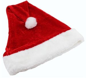 Velvet Santa Hat z Plush Brim Dorosłych Dziecko Christmas Party Cap Celebration Grand Event Favors Gift Red Festive Supplies