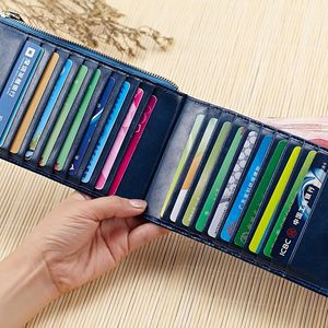 Card Holders Thin 20 Card-bits Oil Wax Leather Wallet Bank ID Bus Case For Women Retail Wholesale Business Pocket