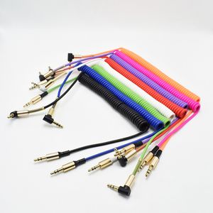 L Fiş Alüminyum Metal Adaptörü TPE Malzeme 3.5mm Stereo Ses AUX Kablosu 1 M 3ft OD3.2mm Çelik Bahar Rölyef ile