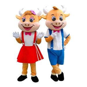 Halloween Cute Cow Mascot Costume Top Quality Customize Cartoon Animal Character Outfit Suit Adult Size Christmas Carnival fancy dress