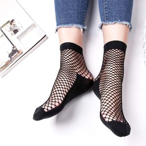 1Pair Moda Girls Girls Lady Sexy Lace Ankle High FishNet Mesh Líquido Cor Solid Crew Summer Summer Meias respiráveis Chegada