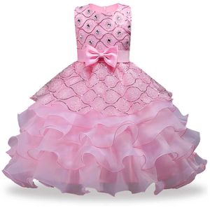 Neonate Filo d'oro ricamato Abito da principessa per bambini Paillettes Tutu Abiti per bambine Vestito da festa di fiori Abbigliamento per ragazze Q0716