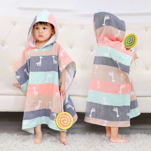 6 Layers Baby Boys Bath Towels Ultra-soft Kids Hooded Cloak Cartoon Gauze Infant Bibulous Bathrobe Beach Towel 60*60cm 210728