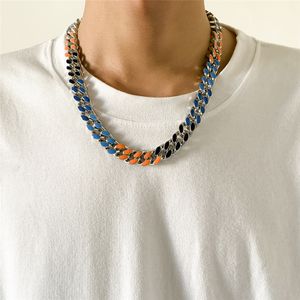 Hip Hop Cuban Curb Chain Linked Choker Halsband för män Kvinnor Charm Clasp Chunky Mix Color Halsband Grunge Smycken Ny