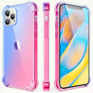 Shockproof Gradient Color Transparent TPU Phone Case for iPhone 12 Mini 11 Pro Max XR XS MAX 8 Plus Samsung S20 Note20 Ultra