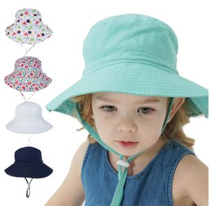 Yeni yaz bebek kovası şapka UV koruma erkek çocukları panama açık plaj kızları güneş şapka karikatür bebek balıkçı kapağı