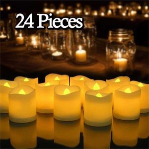 12 / 24pcs Led Flamless Candle Lights Tea Ljus Batteri drivs för hem Bröllopsfödelsedag Party Decoration Lightings Dropship 211222