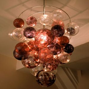 1 Pcs Retro Suspension Lamp Balcony Corridor Bubble Pendant Lights Hand Blown Glass Ball Chandelier Kitchen Bar Lighting Lustres 30 by 50 CM