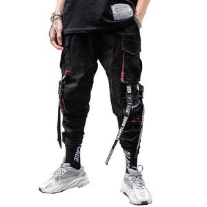 Męskie spodnie dresowe spodnie Cargo Mężczyźni Fitness Mężczyźni Hiphop Nowa Moda Kobiety Czarny Joggers Spodnie Spodnie Mężczyźni Streetwear X0723