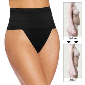 Kvinnor Thong Tummy Shaper Shaping Panty Seamless Underkläder Waist Cincher Trainer Girdle Faja Shapewear G-String Briefs Plus Size Y220311
