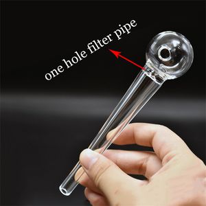 Großhandel 14 cm lange Glaslöffelpfeife Rauchölbrenner klare handgemachte Glasfilter-Zigarettenpfeife